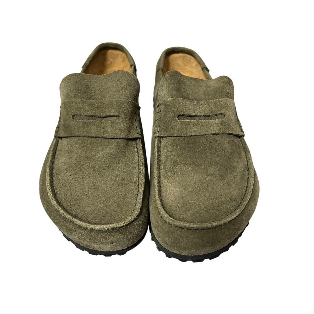 Birkenstock Boston Penny Loafer Olive Suede Clogs Size 45 Regular